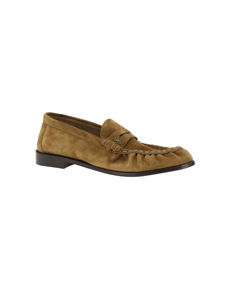 Saint Laurent Men's Brown Calf Leather Bos Taurus Slip-On Loafers Brown