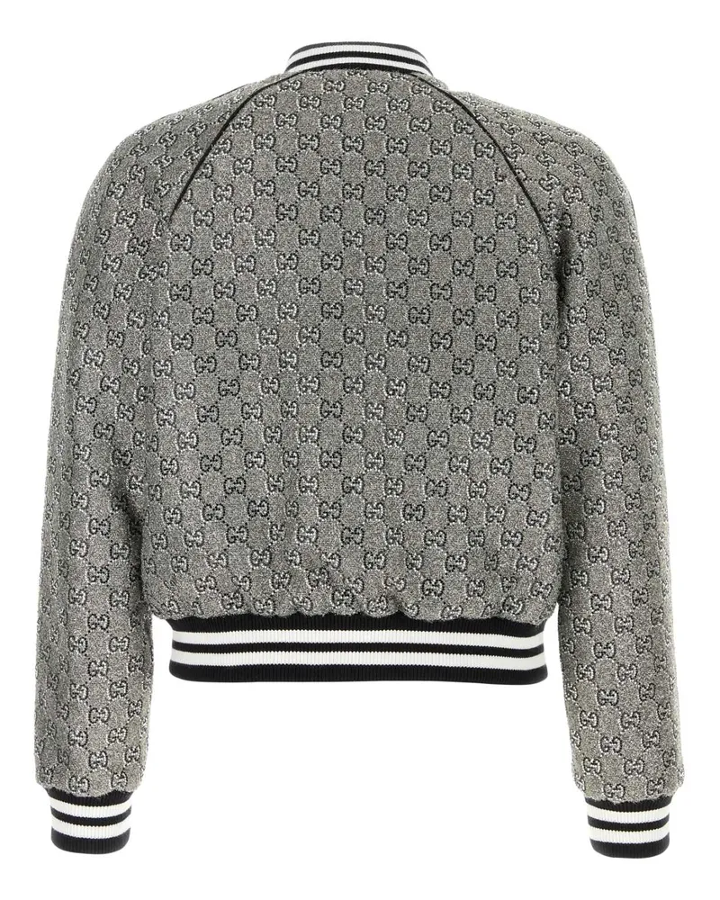 Gucci Men's Embellished Tweed Bomber Jacket Grey Giubbini Gray