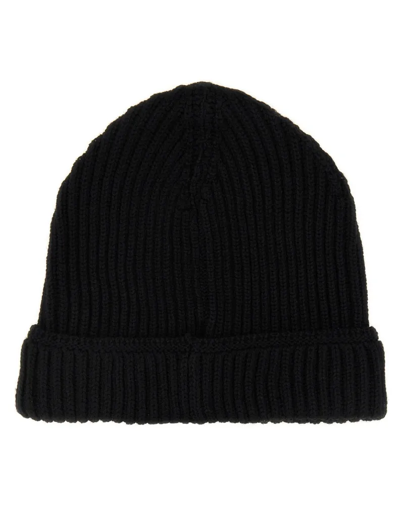 Premiata BALE23_BLACK Virgin Wool Ribbed Knit Beanie — Black Black