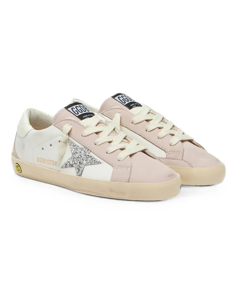 Golden Goose Super Star Leather Upper Glitter Nabuk Toe And Spur Heel Aw26 Ch White