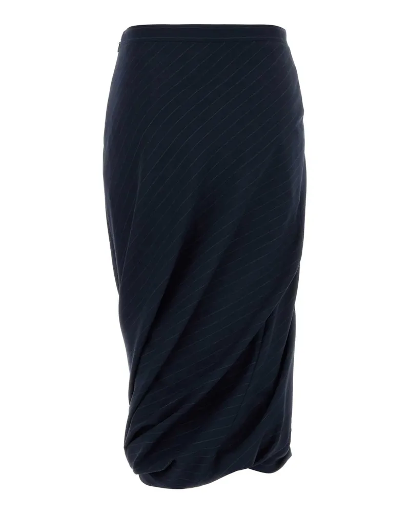 Balenciaga 831231tst24 4100 Dark Navy Exterior: Wool Lining: Cupro Gonne Skirt Navy