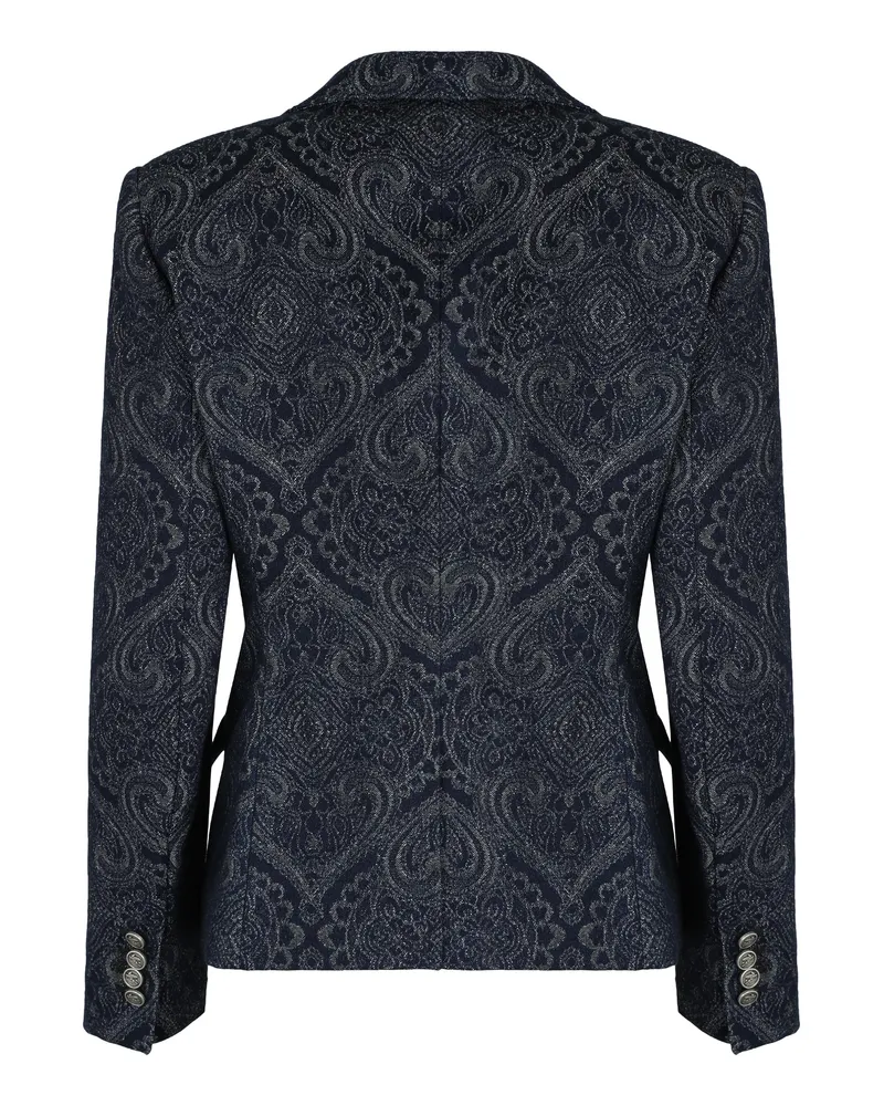 Etro Women's Denim Jacquard Jacket Blue Cotton Blazers Blue