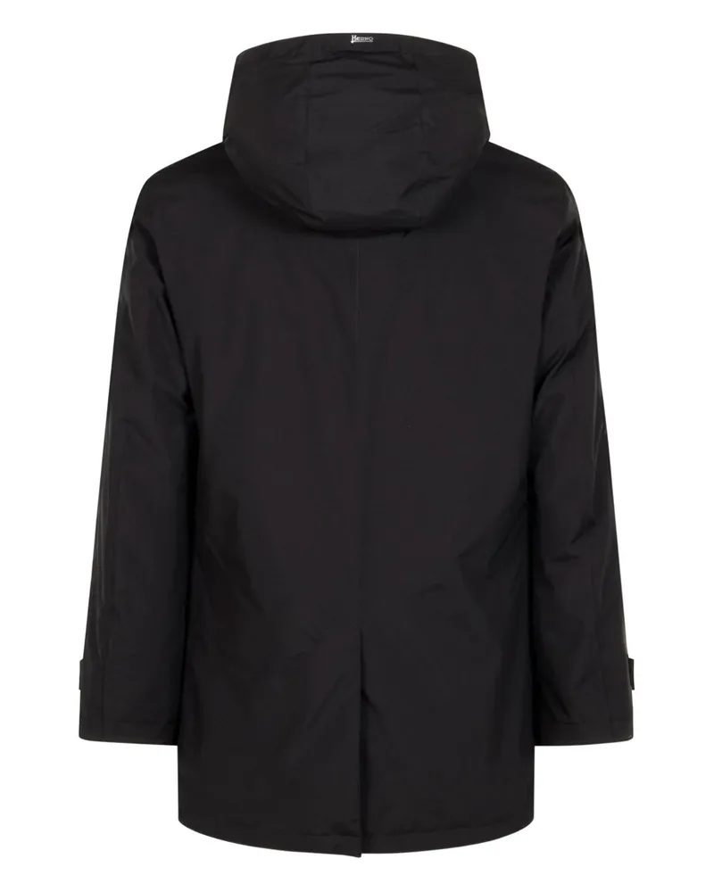 Herno Water-Repellent Hooded Raincoat — Black Black