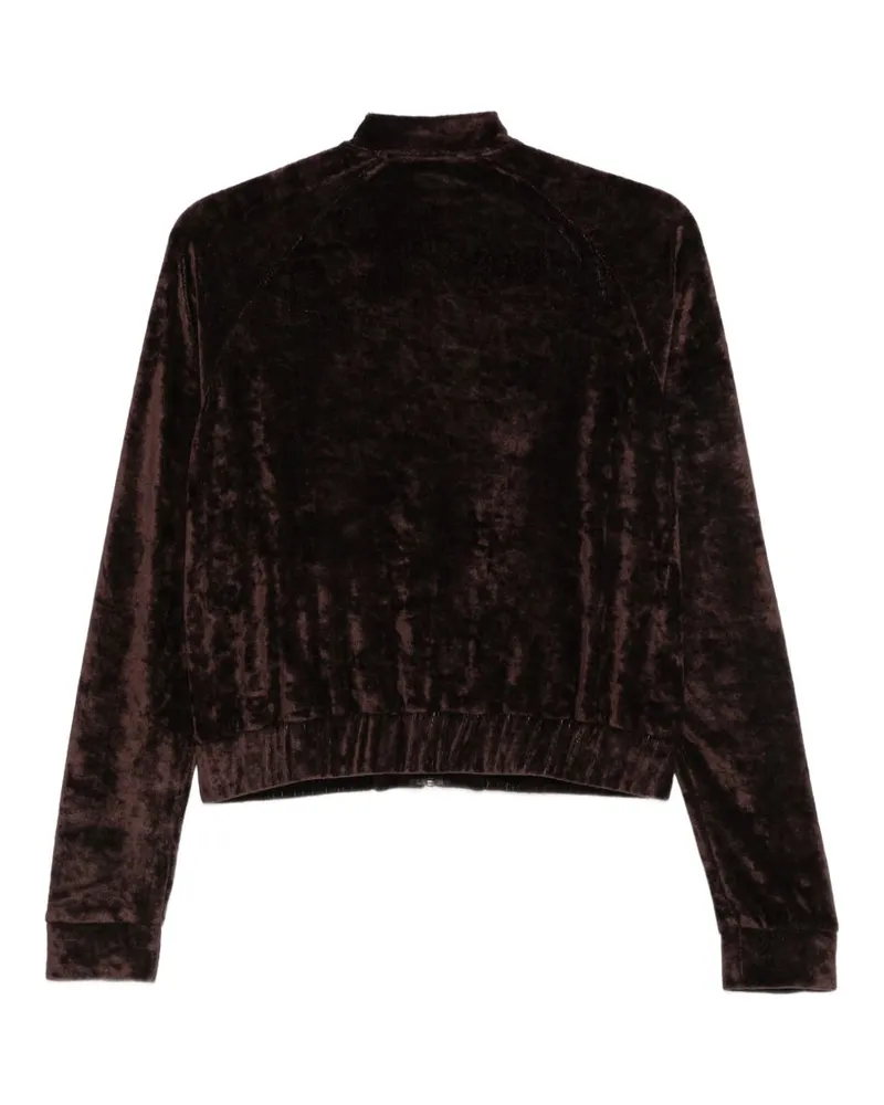 Emporio Armani Velvet Zip-Up Sweatshirt — Brown Brown