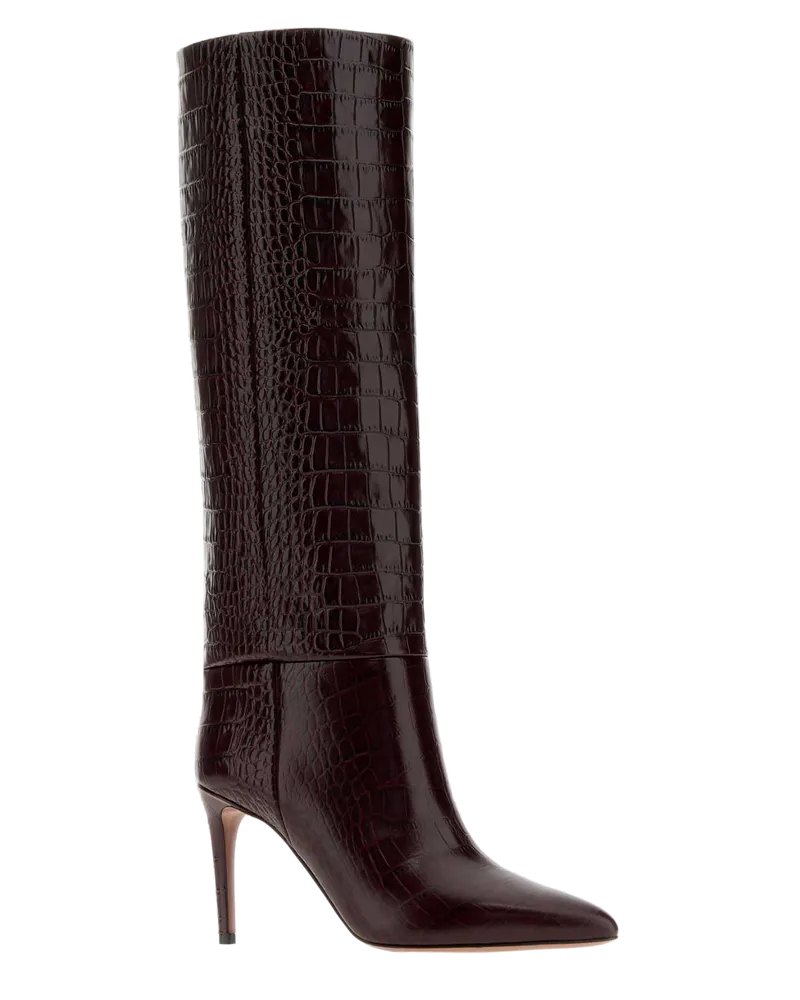 Paris Texas Women's Burgundy Leather Boots Rouge Noir Stivali Burgundy