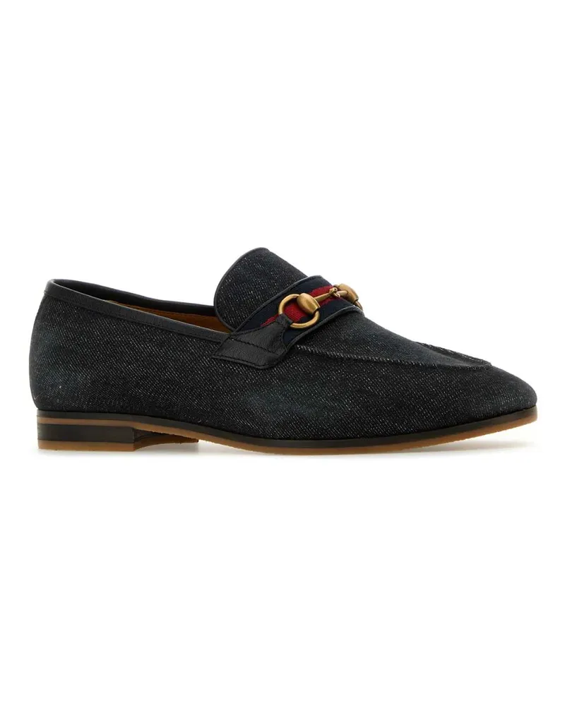 Gucci Men's Denim Loafers Blackdelaveblabrb Mocassini Black