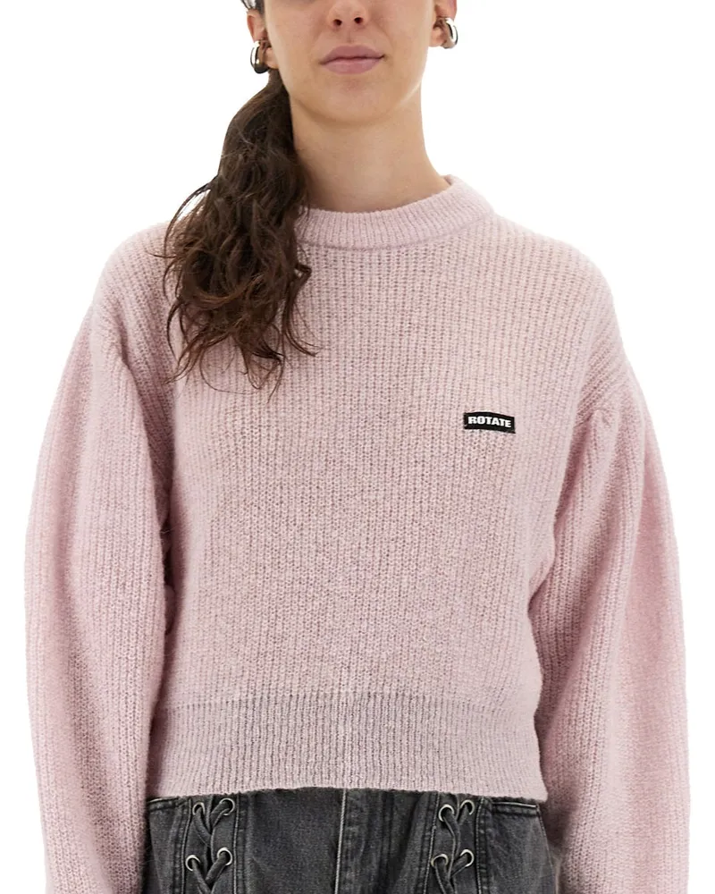 ROTATE Birger Christensen Wool Puff Sweater — Powder Powder