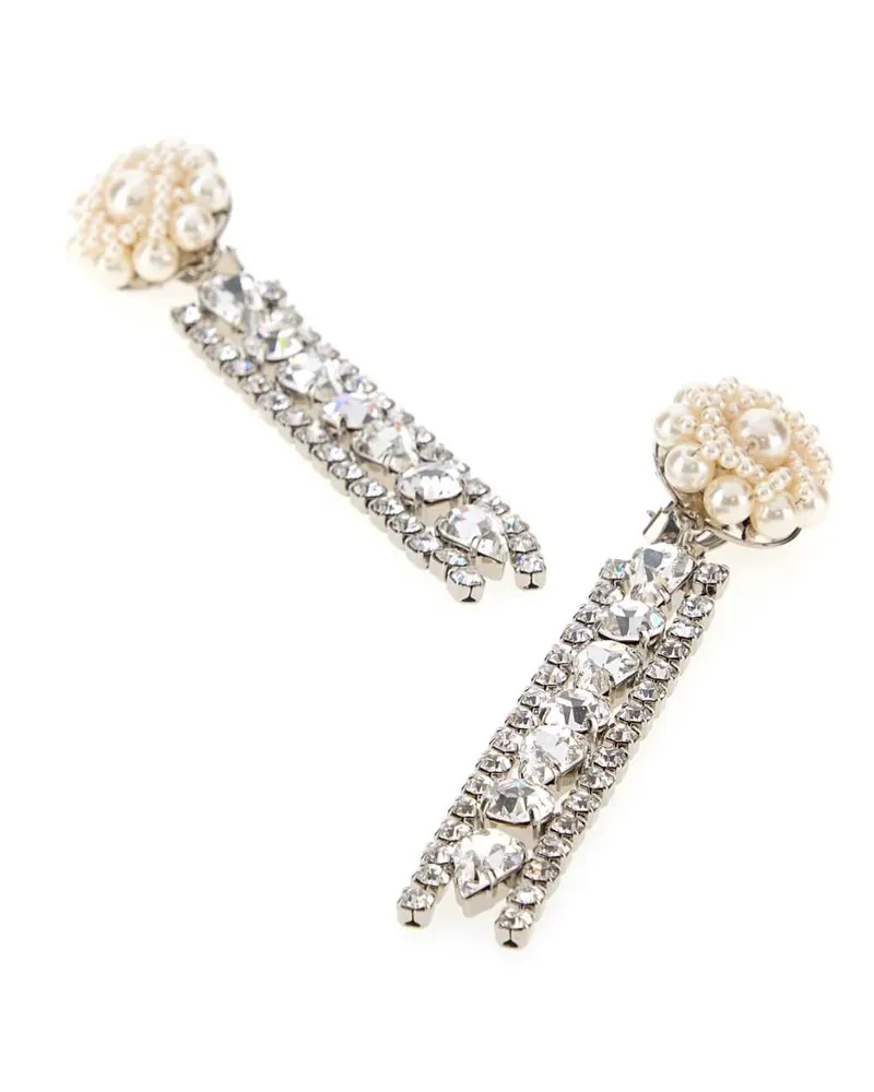 Alessandra Rich Women's Embellished Metal Earrings Pearlcrysilver Orecchini Silver