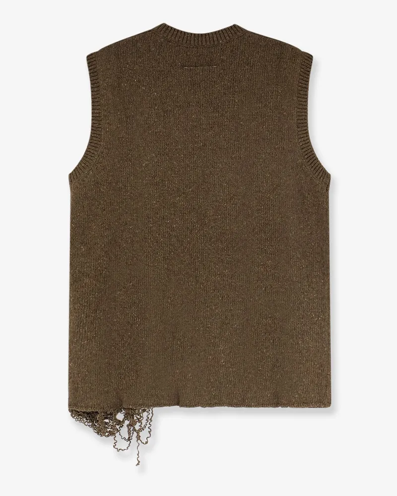Maison Margiela Men's Vest Wool-Blend Green Blazers Jacket Green