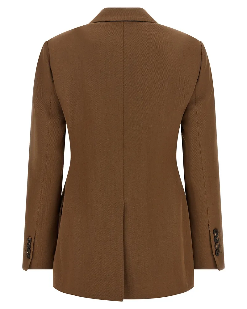 Brunello Cucinelli Double-Breasted Virgin Wool Blazer — Tobacco Tobacco