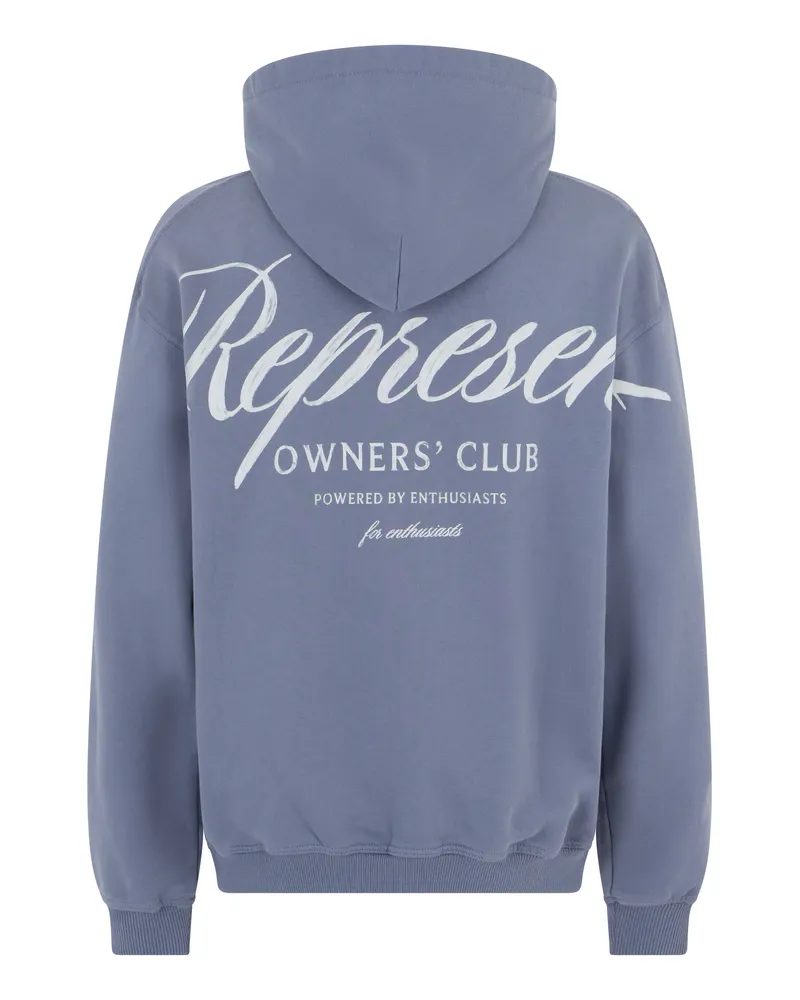 REPRESENT Men's Hooded Sweatshirt Owners Club Script Blue Cotton Jumpers Sweater Blue