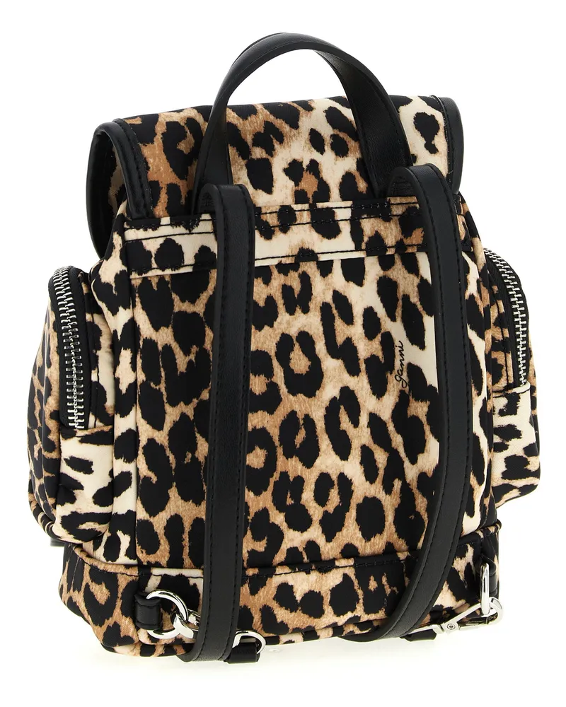 Ganni Leopard-Print Nylon Backpack — multicolor Multicolor