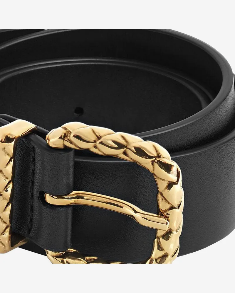 Bottega Veneta Women's Coaxial Loop Belt Black Leather Black