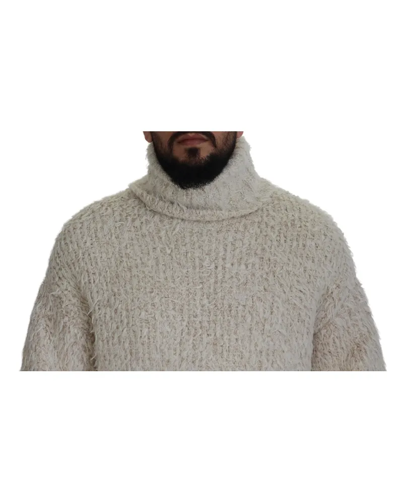 Dolce & Gabbana Men Wool Knit Turtleneck Cream Nylon Elastane Cream