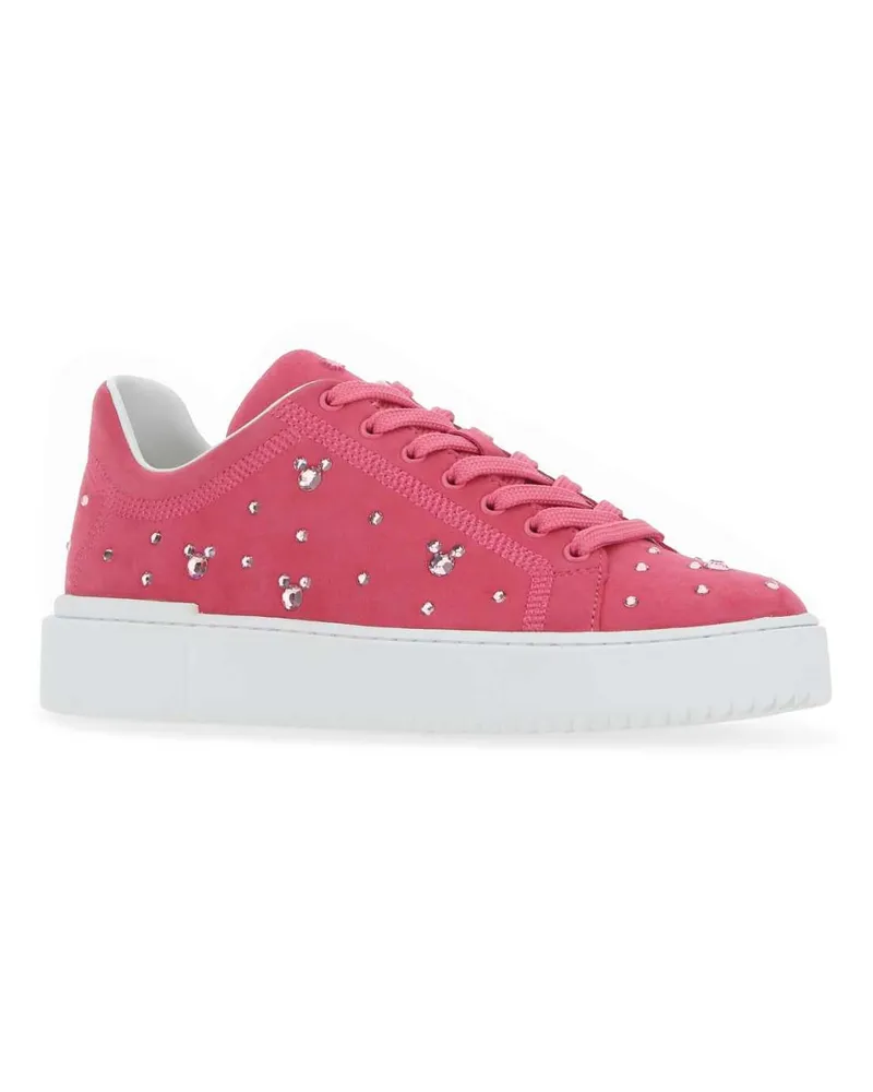 Stuart Weitzman Women's Fuchsia Suede Sneakers V3a Pink