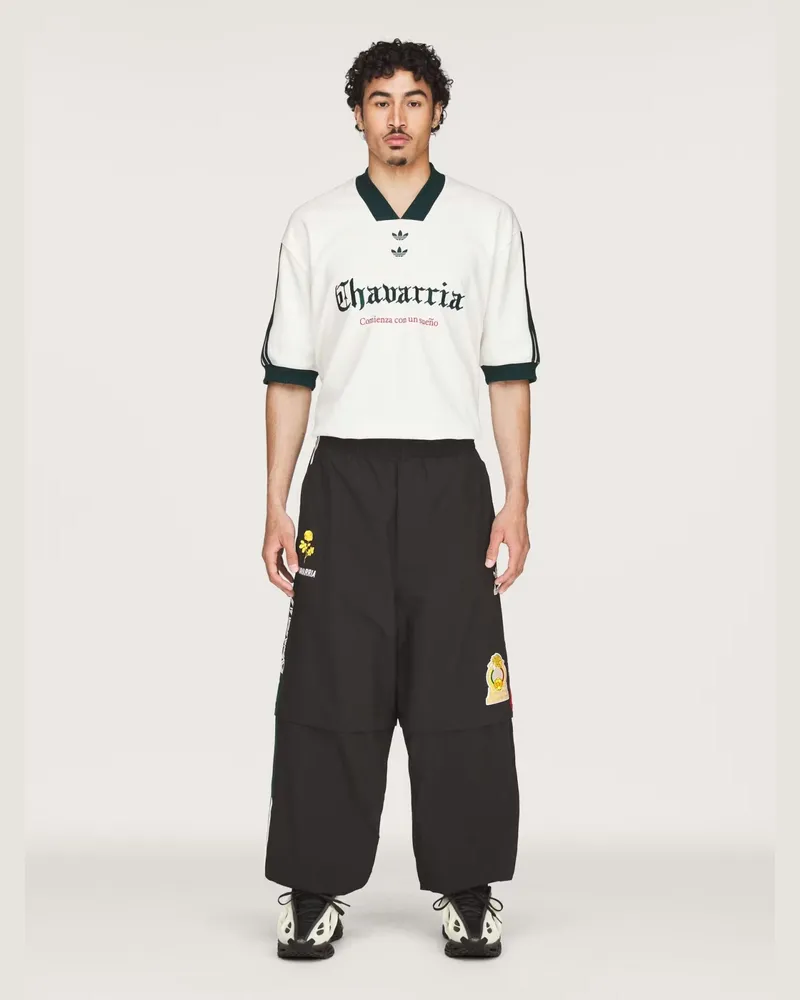 adidas Men Trousers Oversized Woven Track Black Recycled Polyamide Black