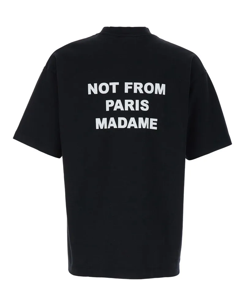 Drôle de Monsieur Men Cotton T-Shirt With Contrasting Print, Black T-Shirts And Polos Black