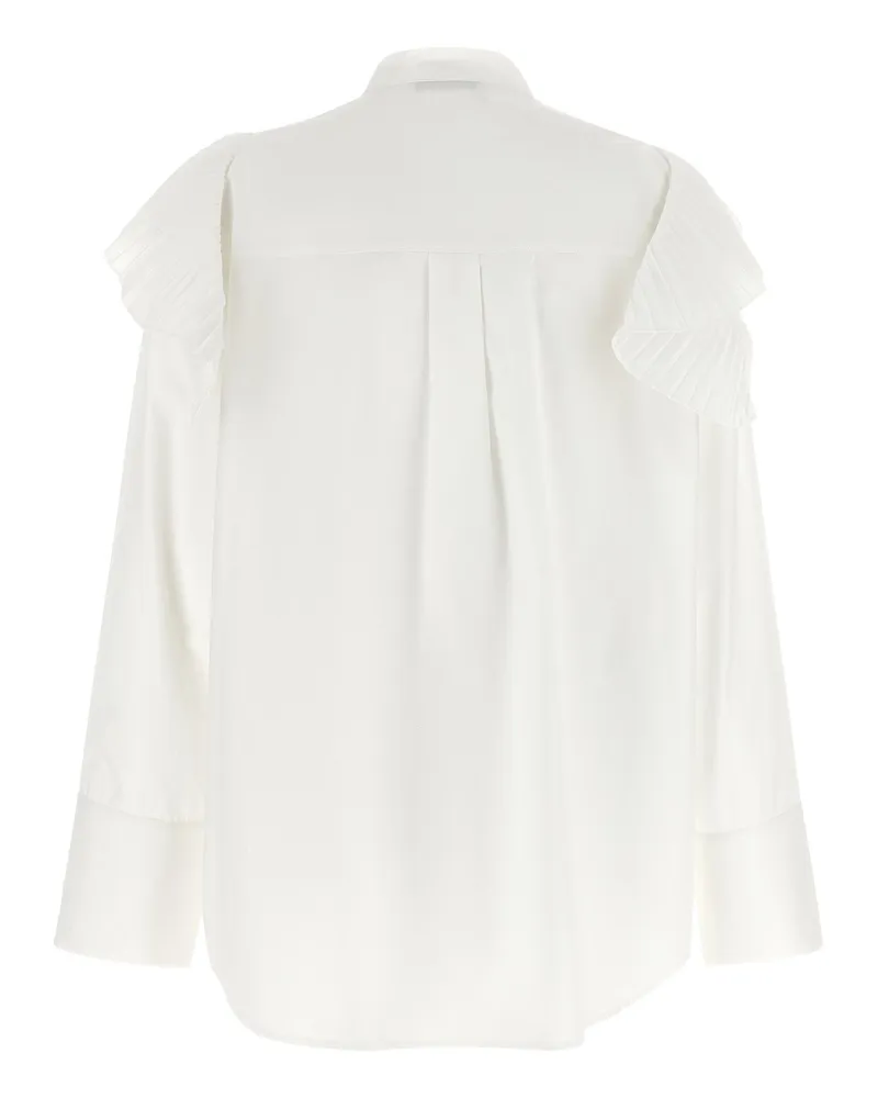 Alberta Ferretti Pleated Ruffle Blouse — White White