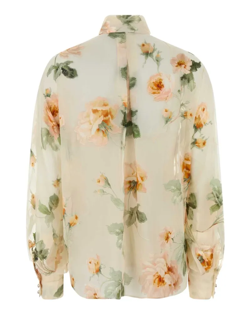 Zimmermann Women's Embroidered Viscose Blend Carousel Shirt Creamrose Camicie Beige