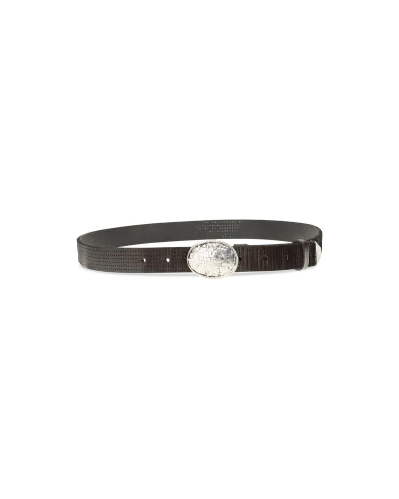 Brunello Cucinelli Textured Calfskin Belt — Brown Brown