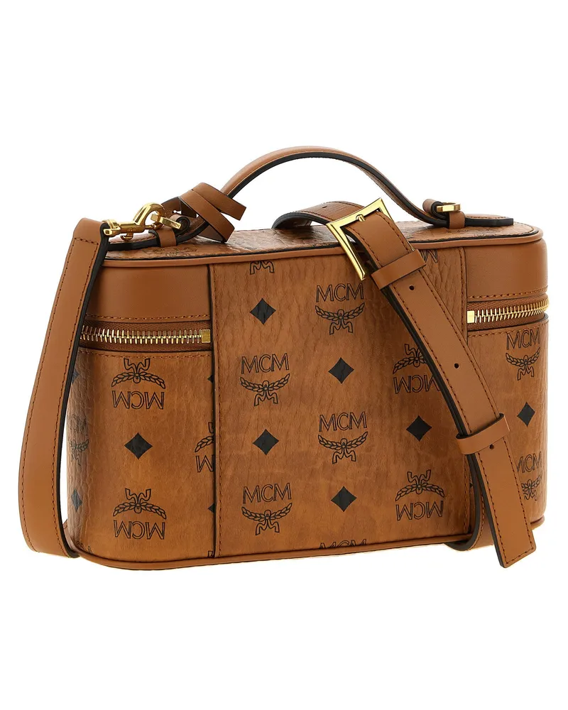 MCM Aren Coated Canvas Top Handle Bag — Cognac Cognac