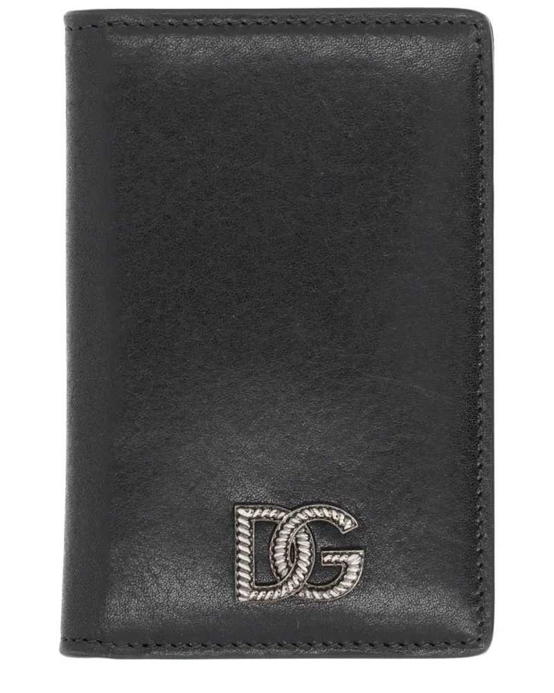 Dolce & Gabbana Logo-Applied Leather Card Case — Black Black