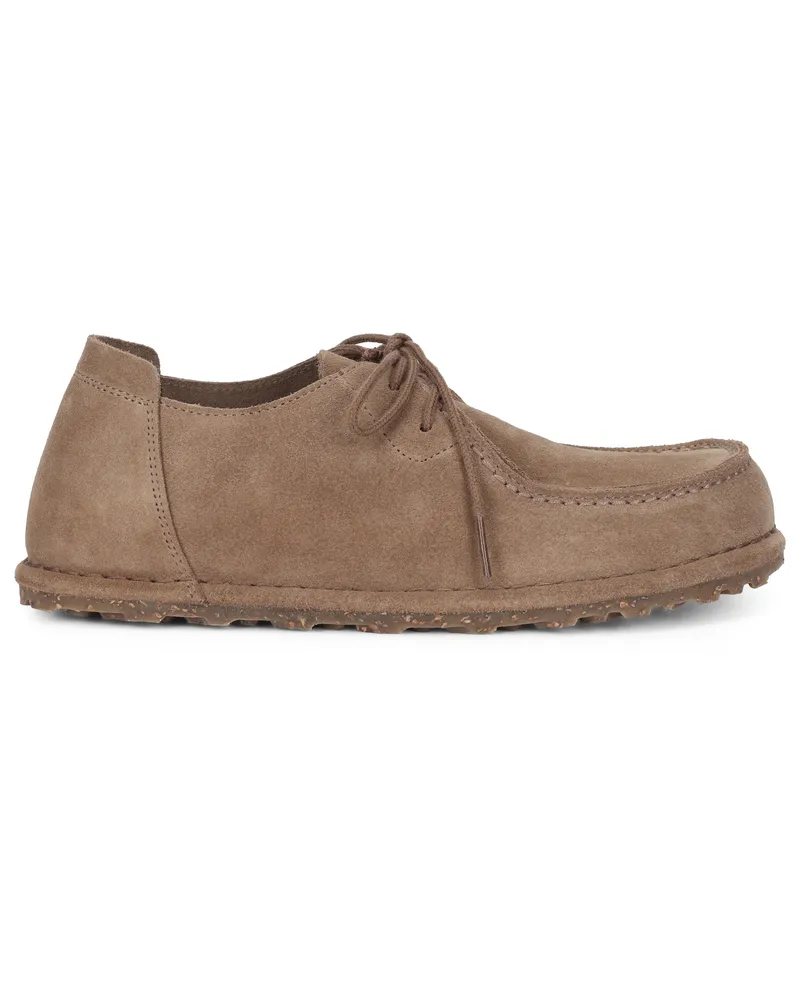 Birkenstock Women's Moccasins Utti Lace Brown Suede Leather Lace-Up Shoes Flat Brown