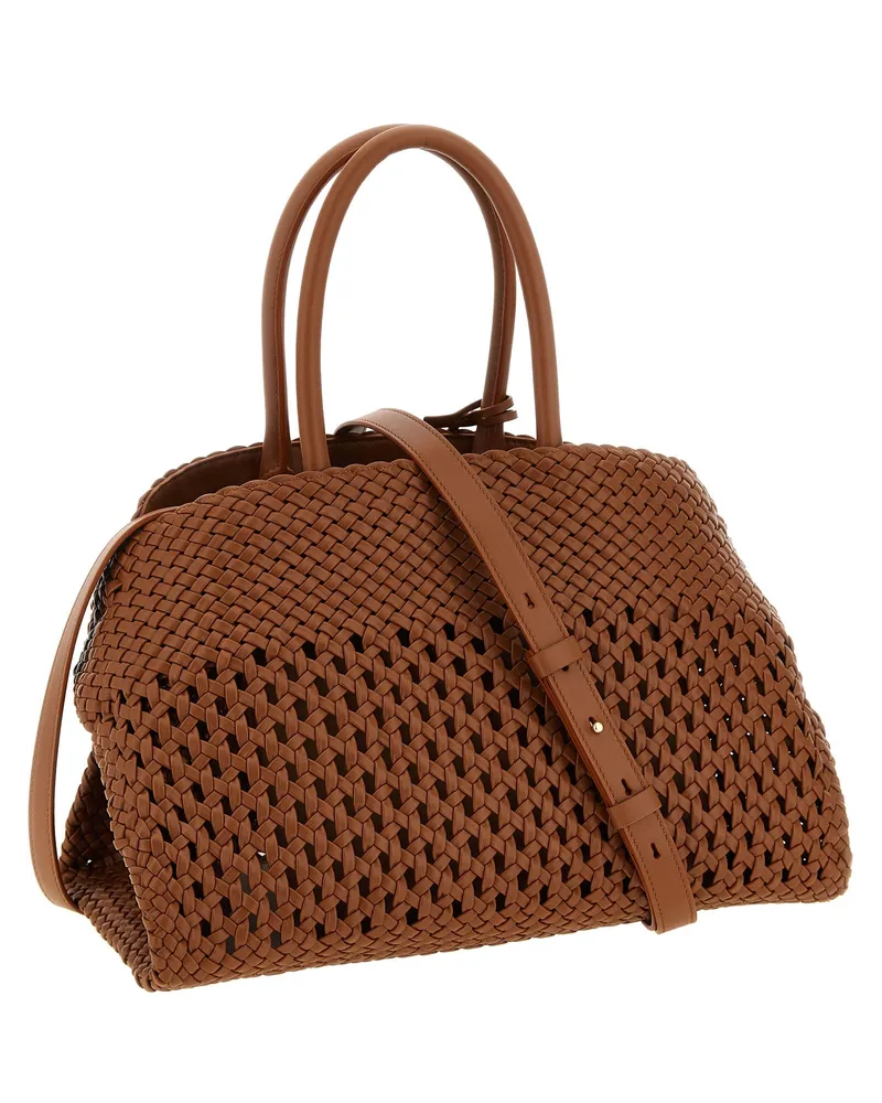 Ferragamo Women's Woven Calfskin Shoulder Bag Brown Leather Brown