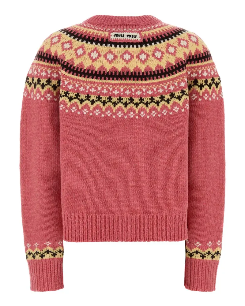 Miu Miu Women's Dark Pink Wool Oversize Cardigan Rosa Exterior: Virgin Maglieria Sweater Pink