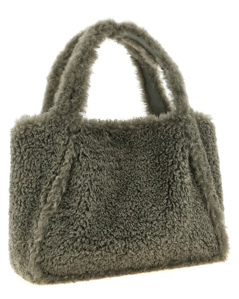 Stella McCartney Teddy Texture with Logo Embroidery Tote Bag — Gray Gray