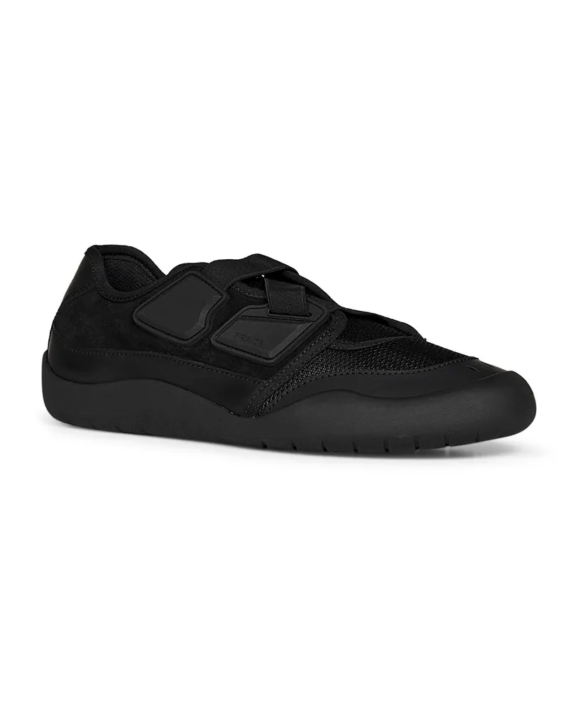 Prada Men's Sneakers Speedrock Black Leather & Mesh Calf Trainers Black
