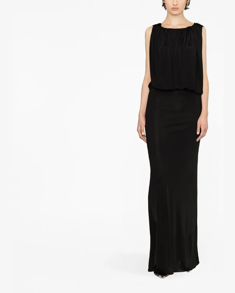 Saint Laurent Draped Jersey Dress — Black Black