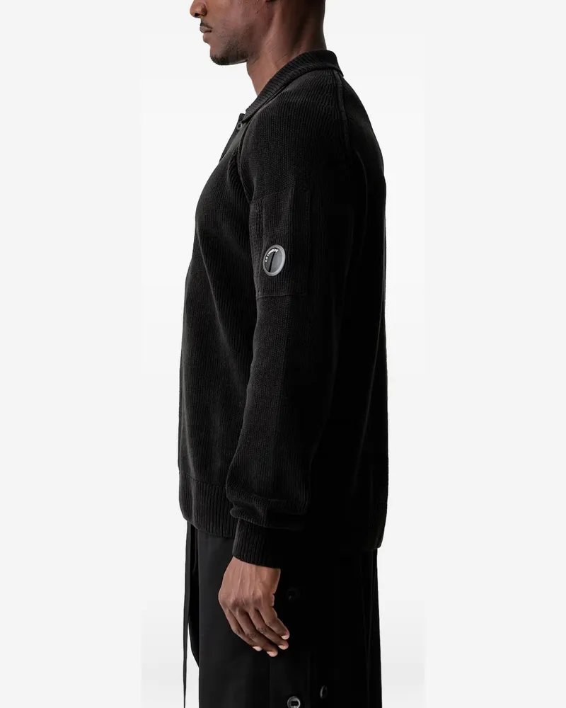 C.P. Company Lens Detail Cotton Polo Shirt — Black Black