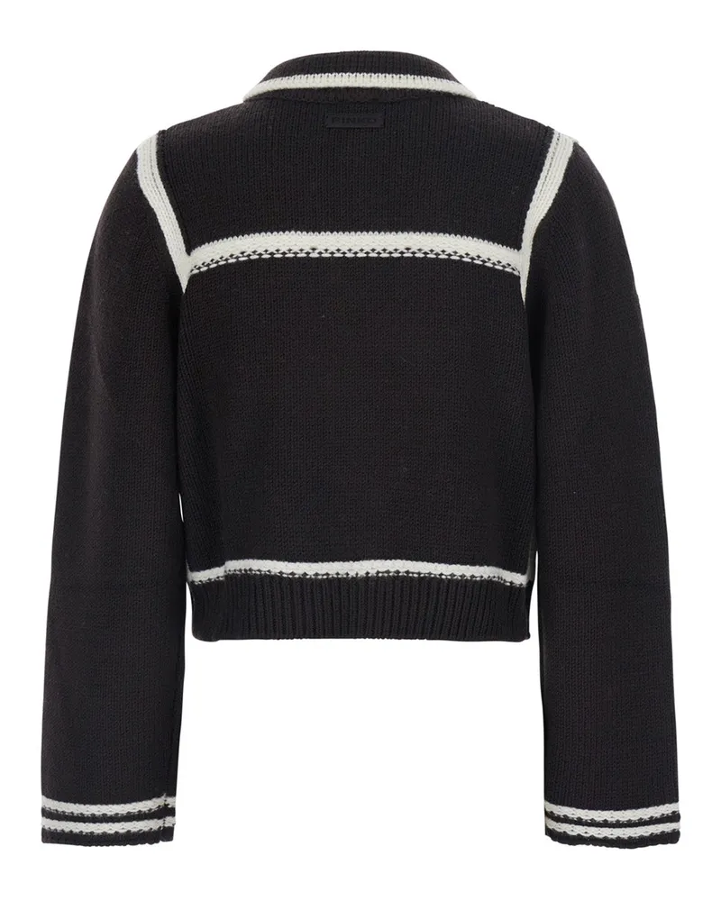 Pinko Women Lace Jacket Brown Merino Wool Tops Top Black