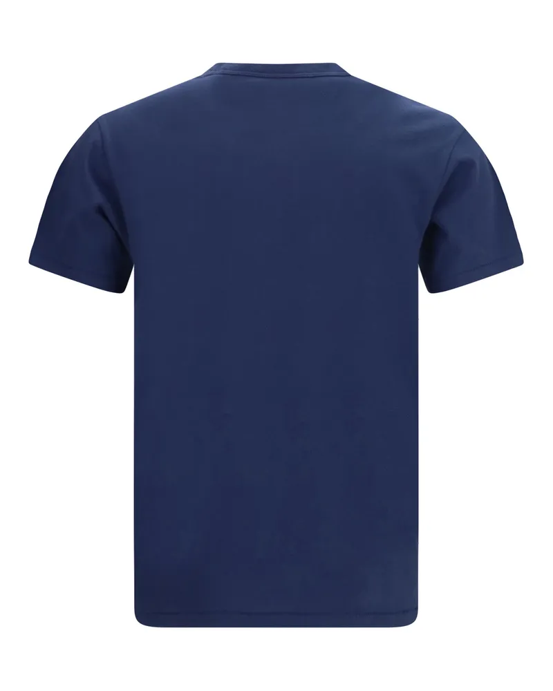 Kenzo Men Tulip Embroidered Cotton T-Shirt Blue Black T-Shirts And Polos Navy
