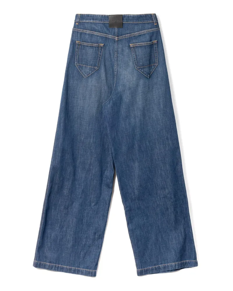 Lanvin Darted Wide-Leg Denim Trousers — Blue Blue