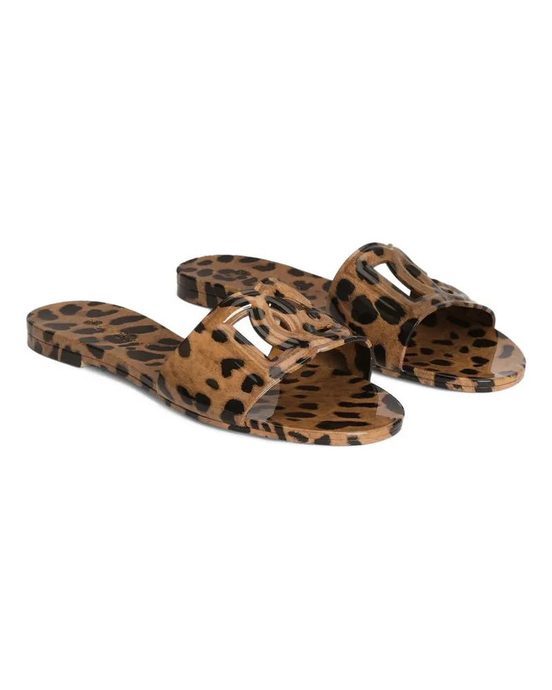 Dolce & Gabbana Leopard Print Sandals — Tan Tan
