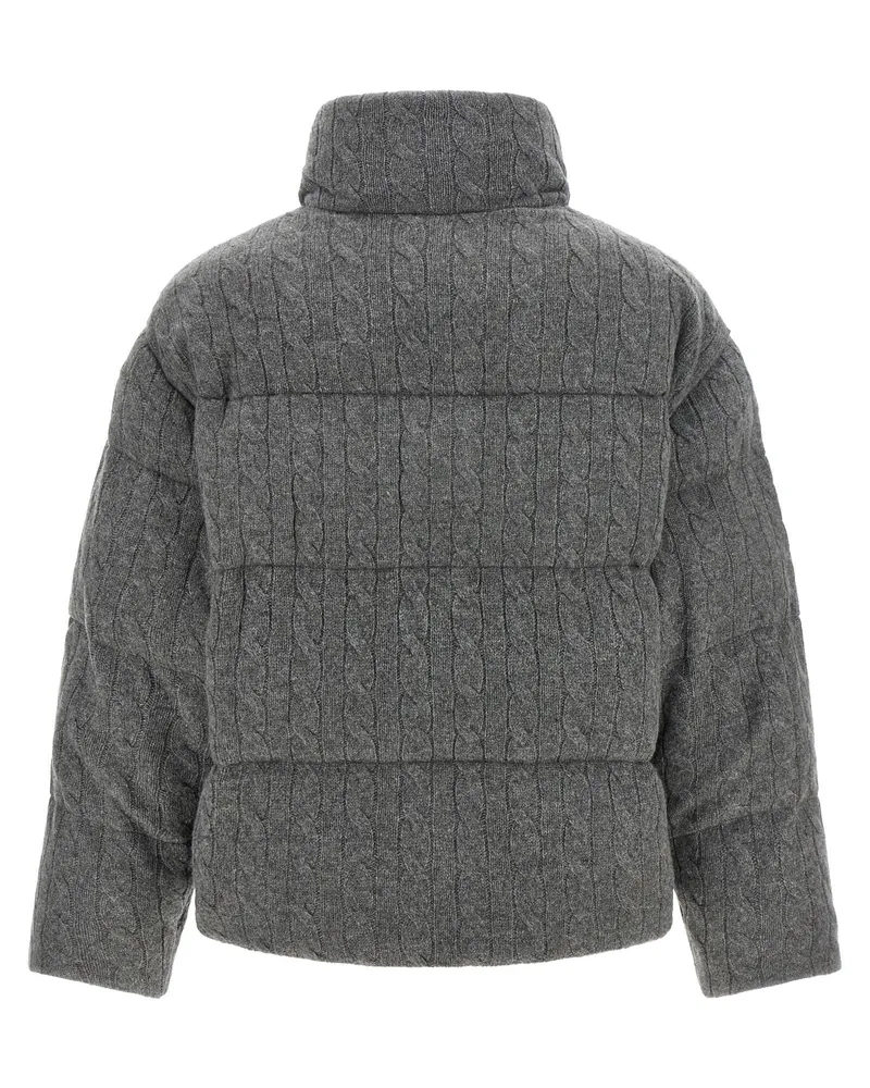 Ralph Lauren Braided Wool-Cashmere Quilted Down Jacket — Gray Gray