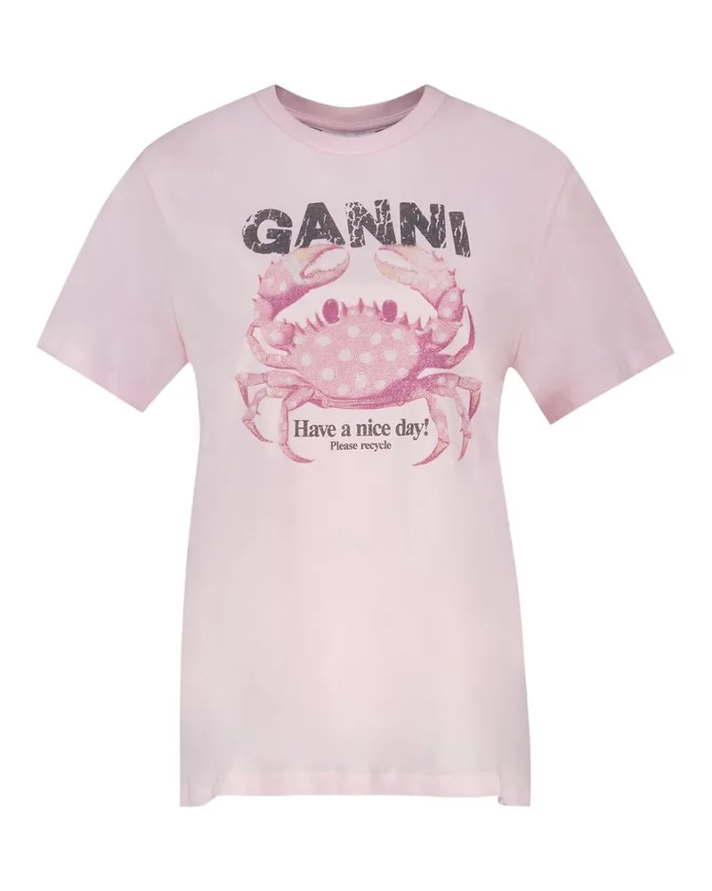 Ganni Women's Basic T-Shirt -  Cotton Pink Ready-To-Wear T-Shirts Pink