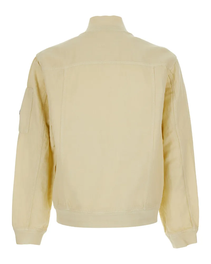 C.P. Company Men's Jacket High-Collar Beige Cotton Coat Beige