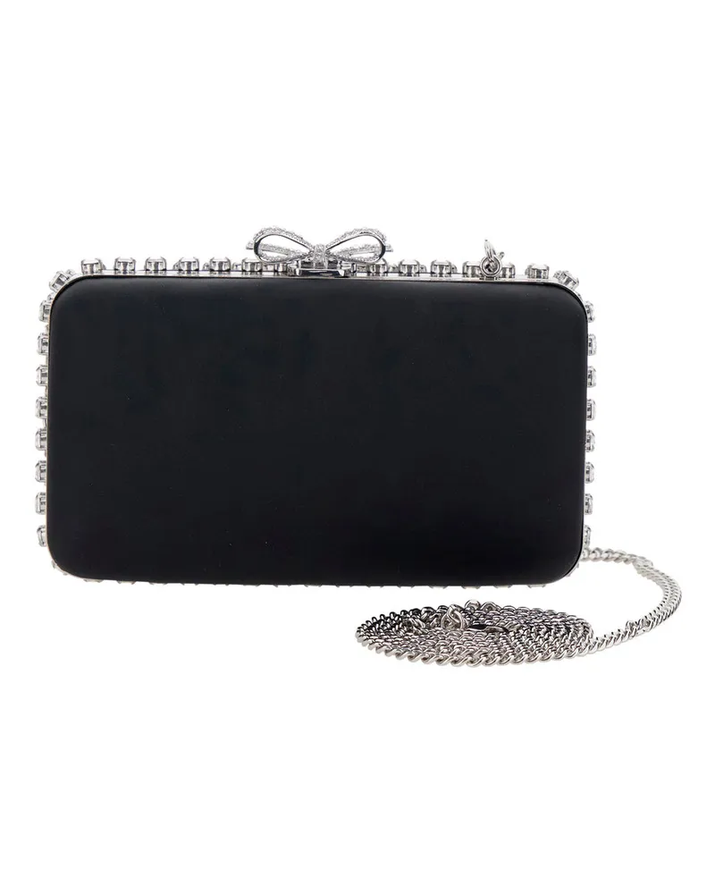 Self-Portrait Women's Clutch Bag Black Satin Crystal Black