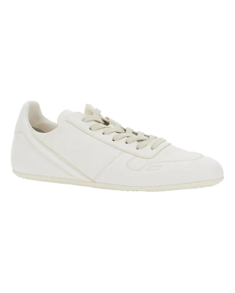 Rick Owens Men's Low Top Sneaker Ru01f2889 White Leather Lamb Trainers White
