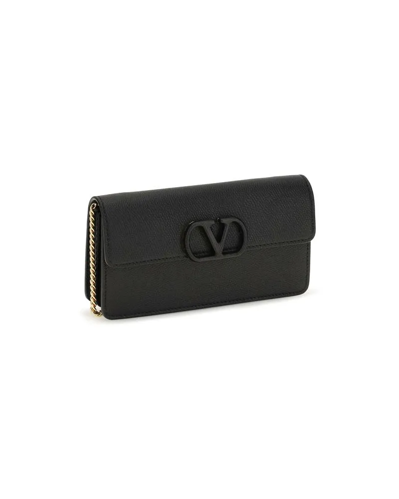 Valentino Garavani Women's Black Calf Leather Bos Taurus Wallet Black