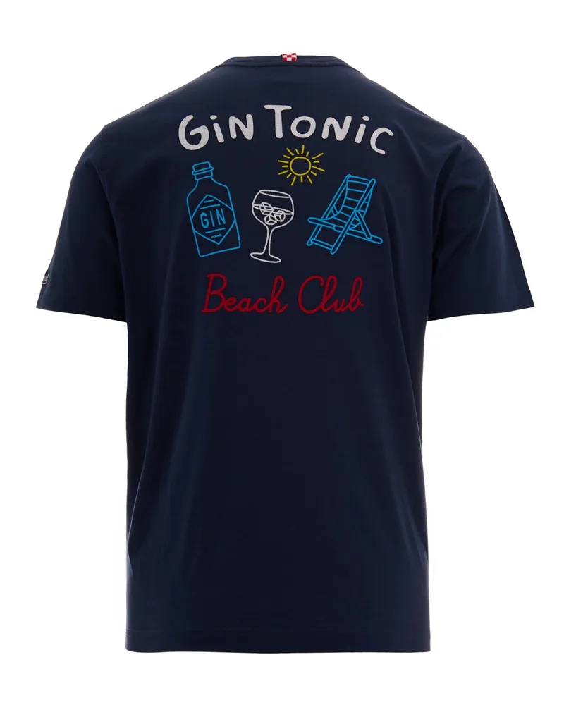 MC2 Saint Barth Men T-Shirt Portland Cotton Gin Tonic Summer T-Shirts And Polos Navy