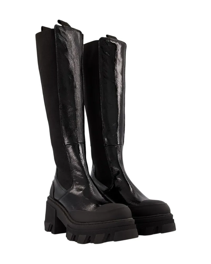 Ganni Cleated High Chelsea Boot — Black Black