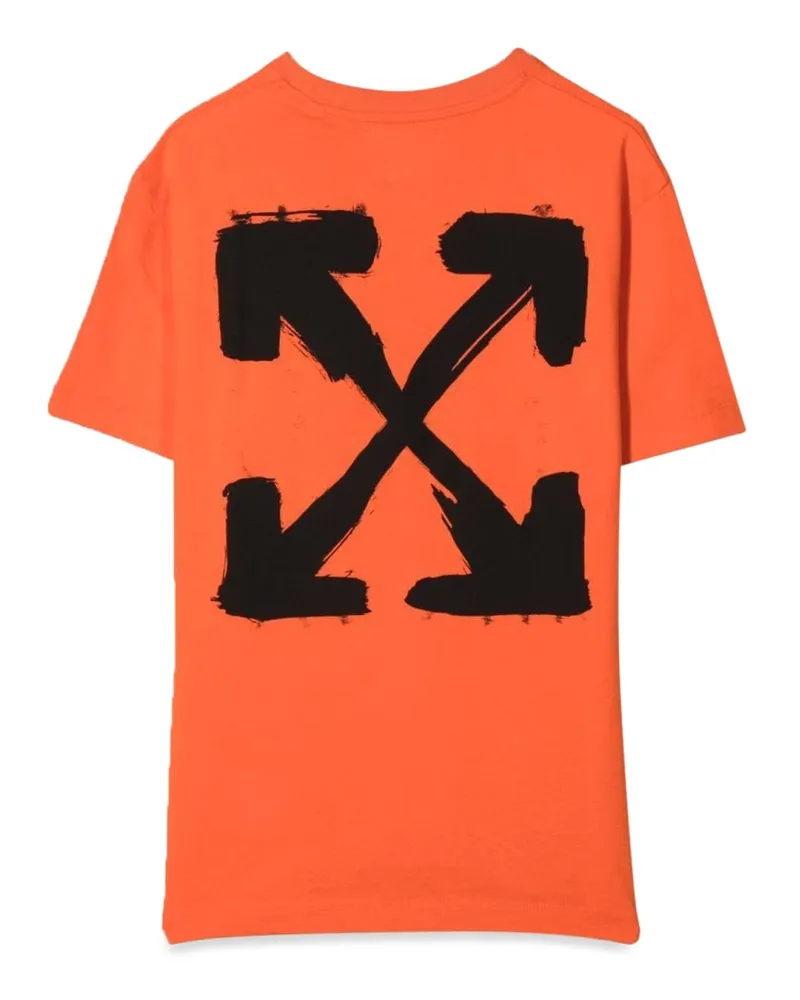 OFF-WHITE Printed Cotton Jersey T-Shirt — Orange Orange