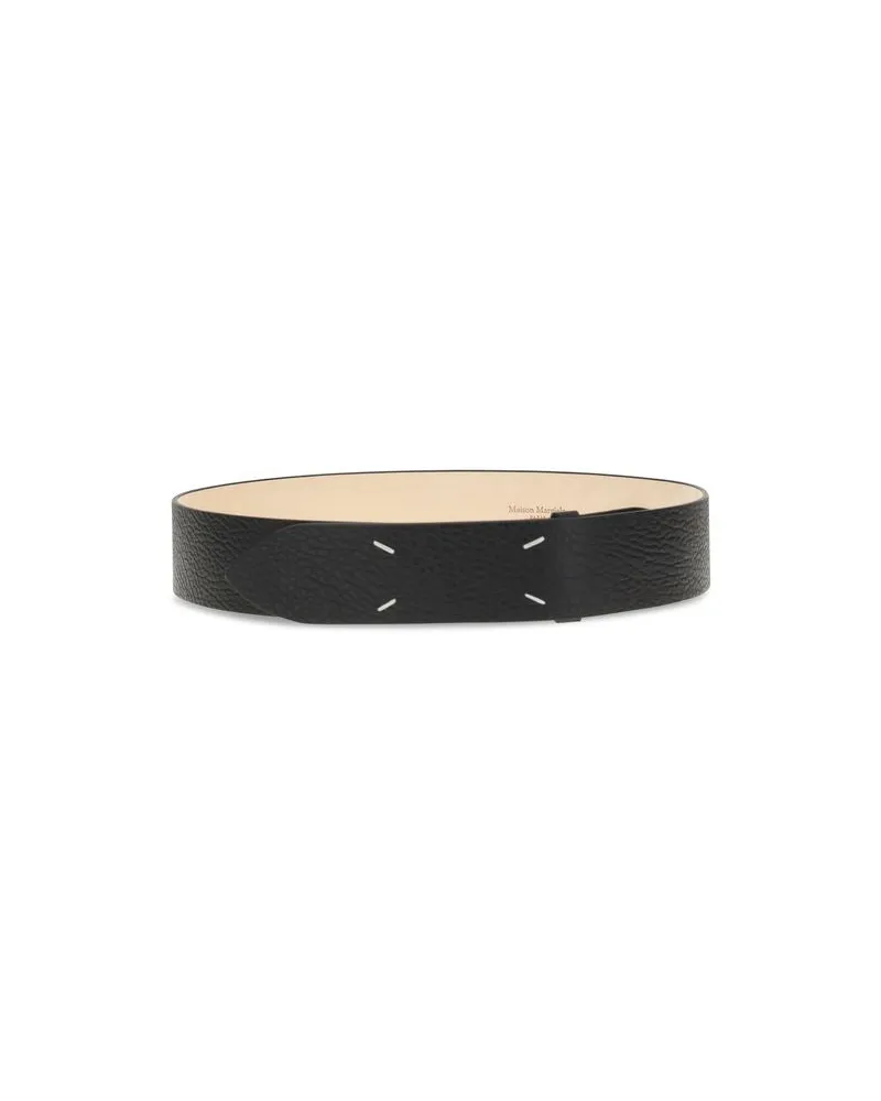 Maison Margiela Women's Black Calf Leather Bos Taurus Regular Belt Black