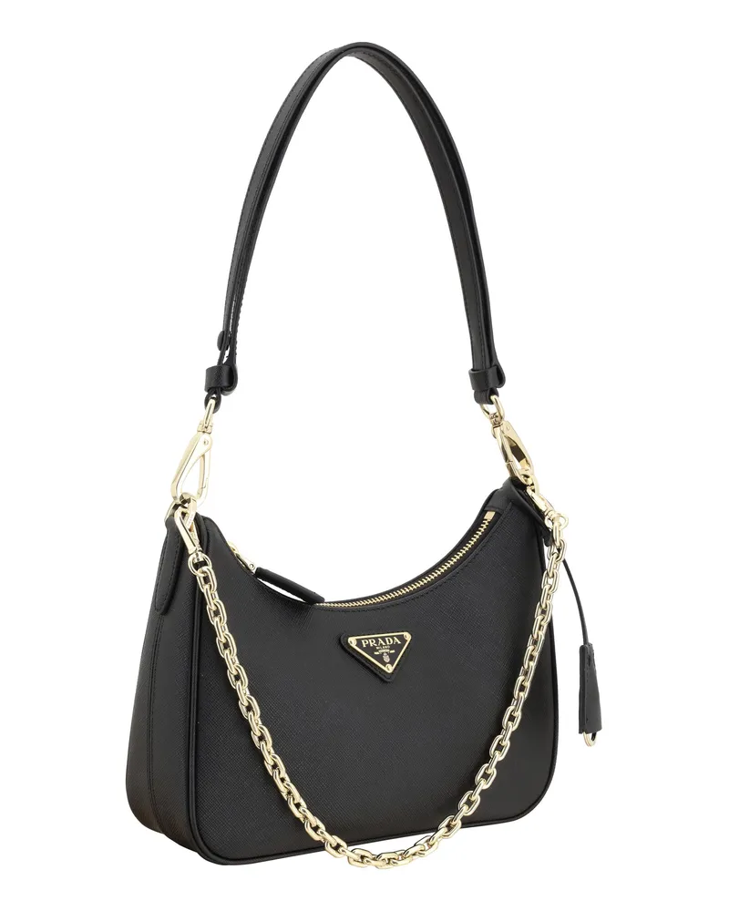 Prada Women's Shoulder Bag Lux Saffiano Leather Black Calf Black