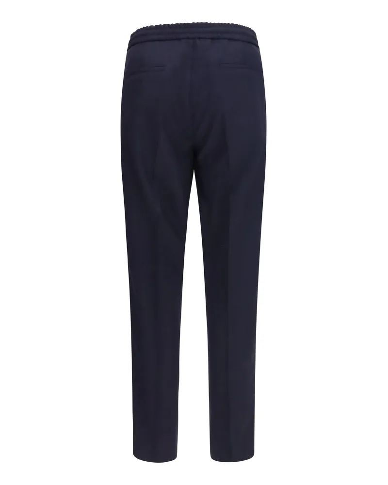 Brunello Cucinelli Virgin Wool Fleece Trousers — Navy Navy