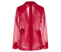Semi-Transparent Silk Organza Blazer — Red